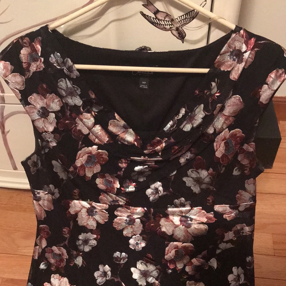 Connected Apparel Metallic Floral Dress, 14P - Picture 2 of 6